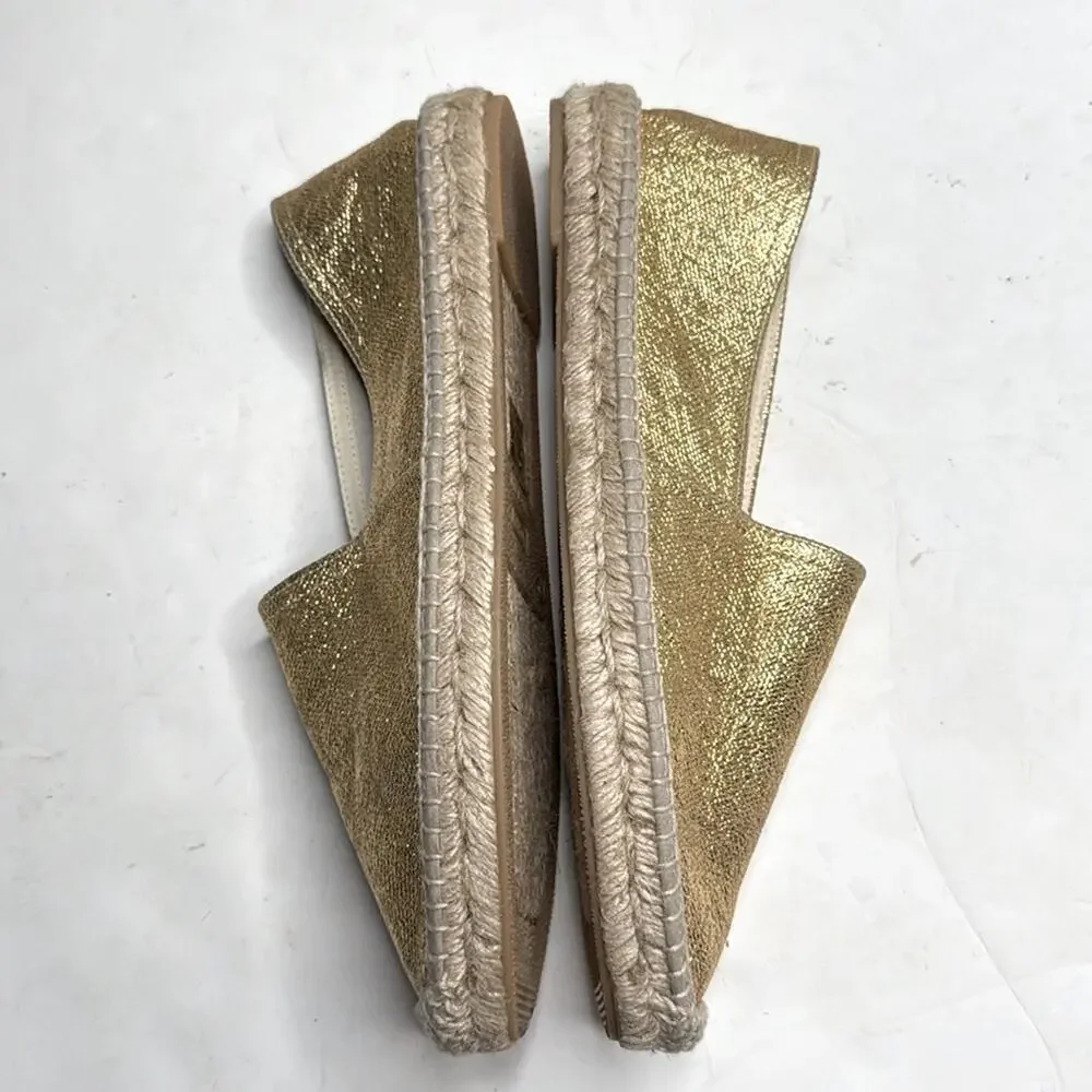 J. Crew Made-in-Spain espadrille Flats in Gold metallic canvas S-378 Sz 12